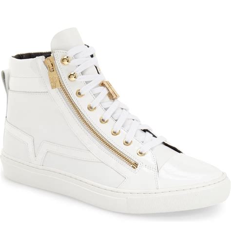 new versace sneakers|Versace zipped high top sneakers.